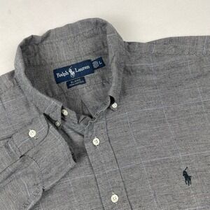 Ralph Lauren Blaire Shirt Mens Large Grey Micro Houndstooth Plaid Button Down L